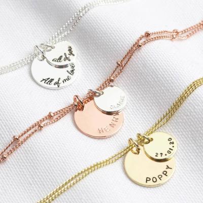 China CLASSIC 2022 Custom letters logo Stainless steel Jewelry double layer round brand bead chain bracelet for sale