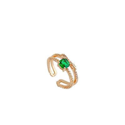 China Vintage Hot Sale Engagement Green Zircon Wedding Ring For Women Latest Simple Design Clear Women Jewelry for sale