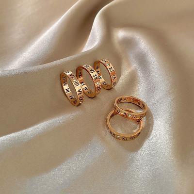 China CLASSIC 2022 Latest Simple Design Rose Gold Zircon Rings Set For Women Men Unisex Jewelry for sale