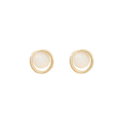 China FASHIONABLE Opal Hoop Earrings 2022 designs jewelry for woman images of the white party gold small gift trendy for sale