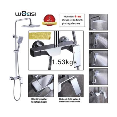 China With New Factory Price Modern Fashion Bathroom Slide Bar Wall Mounted Brass Shower Mixer Faucet Set for sale