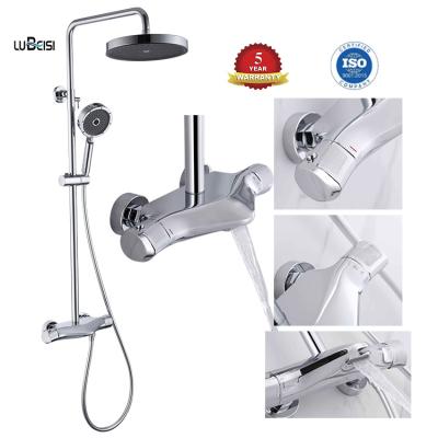 China With Slide Bar Bathroom Wall Mounted Temperature Control Modern Exposed Shower Faucet Water Mixer for sale