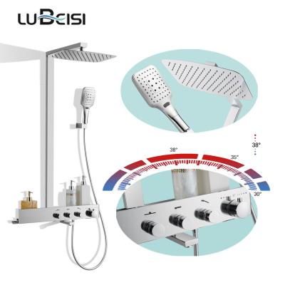 China With Slide Bar Luxury High Quality Design Larger Exposed Bathroom Constant Temperature Thermostatic Shower Faucet Set for sale