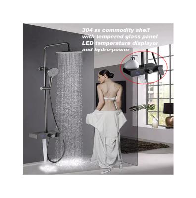 China With Slide Bar Modern Wall Mounted Luxury High Standard LED Digital Smart Gun Shower Faucets Mixer Set Gray for sale