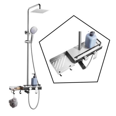 China With Unique Patented Modern Hot And Cold Mixer Shower Rain Faucet Slide Bar Factory Price Fashion Wall Mount Snowflake Set for sale