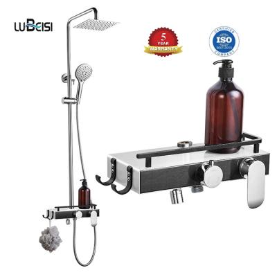 China With Sliding Bar Factory Unique Patented Modern High Quality 3 Works Bathroom Shower Faucets Mixer Faucet Set for sale