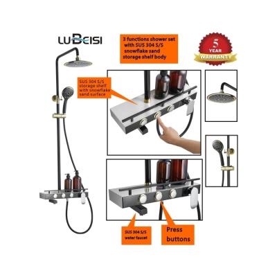 China With Slide Bar Factory Price Bathroom Hot And Cold Faucet Modern Wall Mounted Shower Faucets Mixer Set Gold for sale