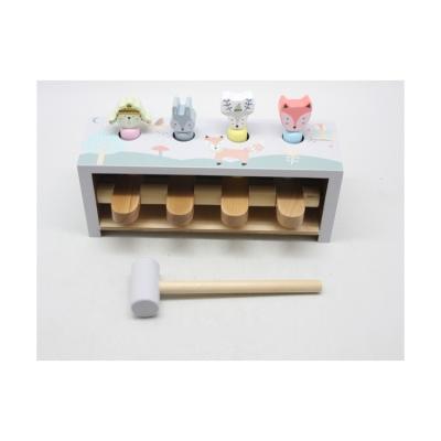 China Cartoon Wooden Hammer Blow Pegs Game Toys Rabbit Grinding Bench Hitting Hammer Toy With Wooden Mallet for sale