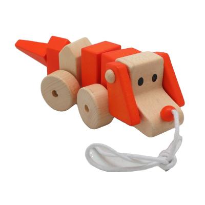 China WOODEN Wooden Toy Set Pull Along Car Dog Animal for sale