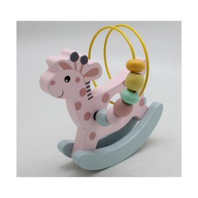 China Wooden Maze Children Toy Animal Ride Pull Along Forest Bead Maze Roller Coaster Cartoon Bead Along Pull Along Toy Deer For Kids for sale