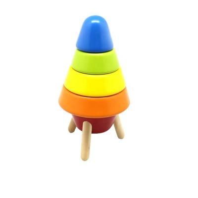 China Creative Wooden Tower Block Educational Funny Toy Popular Colorful Stacking Game Montessori Toy For Kids for sale