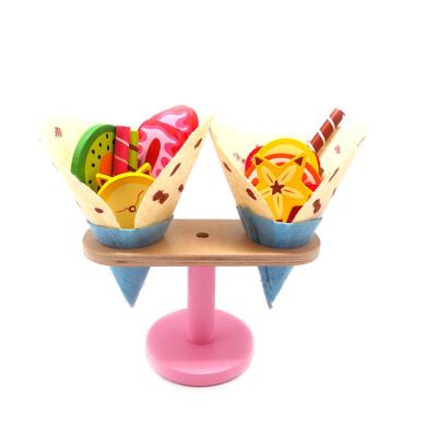 China 2021 New Hot Selling Wooden Funny Educational Toy Pretend Play Ice Cream Toys For Children for sale