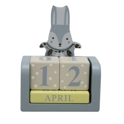 China Home Decor Mini Wooden Block Calendar For Office Handmade Desk Decoration for sale