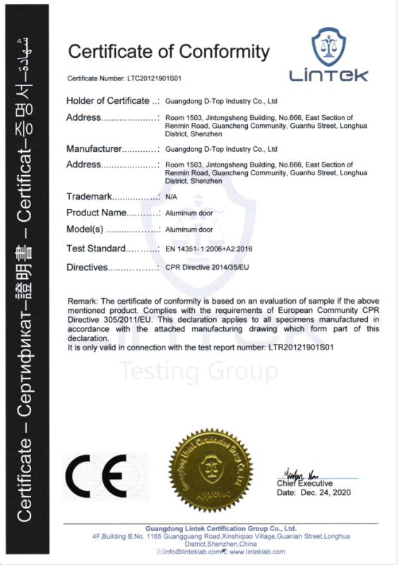 CE - Guangdong D-Top Industry Co., Ltd.