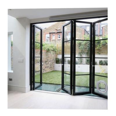 China Vertical Horizontal Aluminum Folding Screen Topwindow Accordion Up Folding Window Screen Aluminum Glass Balcony Exterior Bifold Window for sale