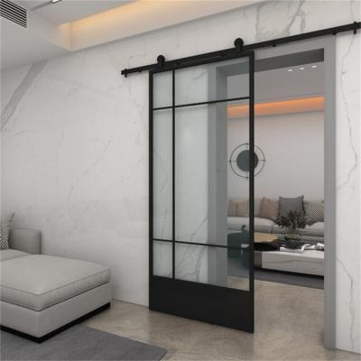 China French style modern exterior glass double door sliding door security pocket fireproof steel hidden automatic door for sale