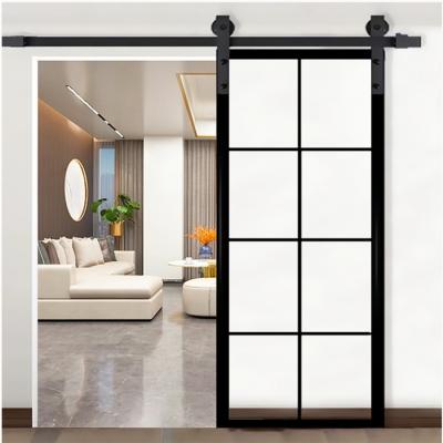 China Bath Room Modern Shower Barn Door Interior Aluminum Glass Double Barn Doors For Living Room for sale