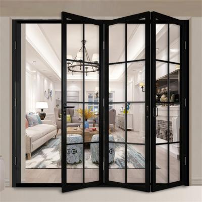 China Modern Wholesale Modern Folding Glass Door Cutoff Bi-Fold Balcony Doors Thermal Interior Accordion Corrugation Bi Fold for sale