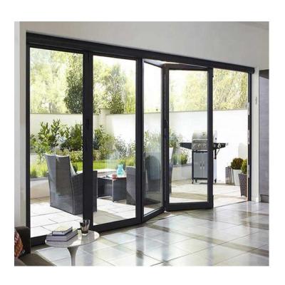 China Modern Bi Folding Screen Doors Designs Bi Fold Exterior Aluminum Patio Accordion Folding Glass Doors Commercial Aluminum Bifold Doors Glass for sale