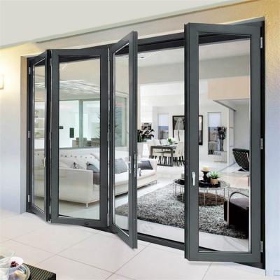 China Australian Standard Heat Insulation Bi As2047 Cheap Front Door Interior Double Glazed Aluminum Fold Accordion Main Aluminum Doors for sale