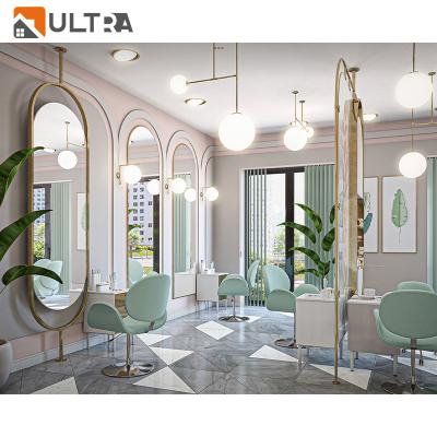 China Customized Ultra decor interior beauty mirror nail salon furniture nail table beauty salon furniture salon showcase display for sale