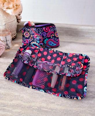 China Fashion Stitched Makeup Folding Cosmetic Bag for sale