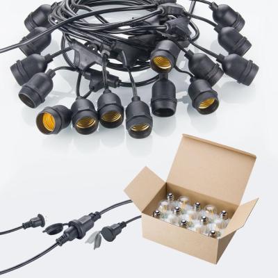 China Garden Holiday E27 LED String Light Outdoor S14 Edison Bulb Led Serial Lights 48ft 15 sockects-EU Plug for sale