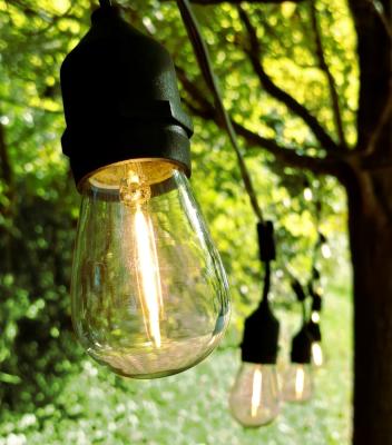 China Garden Holiday E27 LED String Light Outdoor S14 Edison Bulb Led Serial Lights 48ft 15 sockects-EU Plug for sale