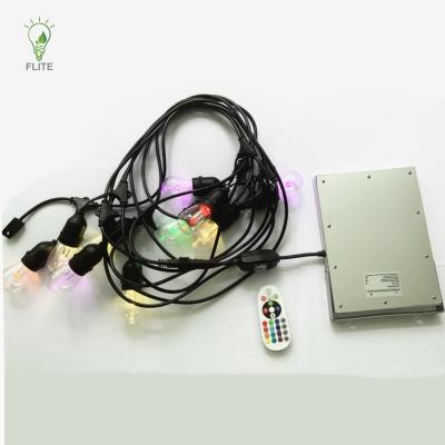 China New Solar Remote Control Garden Outdoor Reception Light Patio String Lights 48ft RGB String Light For Party for sale