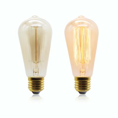 China Factory hotsale ST64 Vintage Edison Bulb 40W 60W E26 E27 Carbon Filament Brass Incandescent Light Bulb for sale