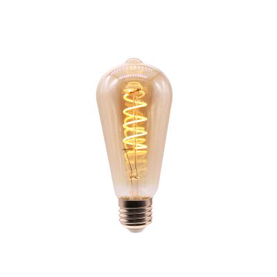 China Desktop Soft Filament Vintage Led Bulb ST64 Spiral Filament 2200k 2700k Double Warm White Dimmable Led Filament Soft Bulb for sale