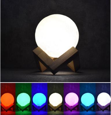 China Creative Decoration Gift Improved Hanging 3D Night Light Lamp 15cm Moon Lamp 16 Remote And Touch Control Colors for sale