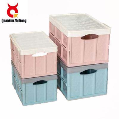 China Viable Foldable Box Add Wheels Draggable Rod Free Design Folding Home Storage Box for sale