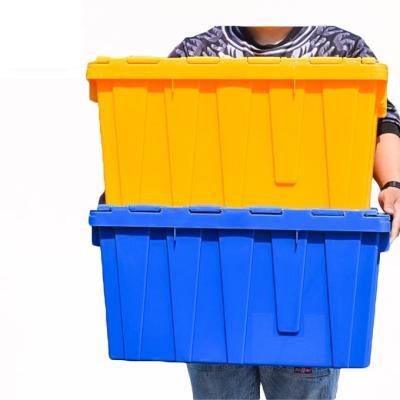 China High Quality Stackable Plastic Storage Crates Stack Able Plastic Storage Box And Bins With Attached Lid for sale