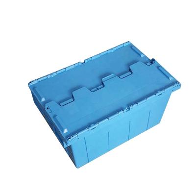 China 600*400*415mm Stackable Hot Selling Plastic Storage Box With Lid Attached for sale