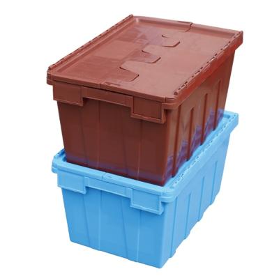 China Folding Tote With Lid Plastic Vented Crate Box 70l Solid Plastic Collapsible Box Crate For Sale for sale