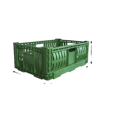 China Plastic Aerated Stackable Stackable Mobile Crate Strong Box Crate Vegetable Fruit Basket Bale Arm For Storage for sale