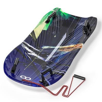 China Customizable Logo 48'' HDPE Plastic Snow Sled with 2 Handles Pull Rope for sale