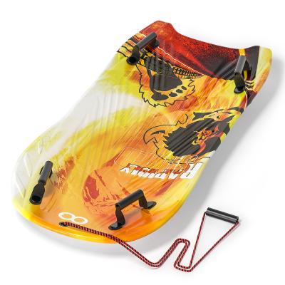 China Adult 122cm Woowove Custom Snowboard Foam HDPE Plastic Snow Sled with 2 Handles Pull Rope for sale