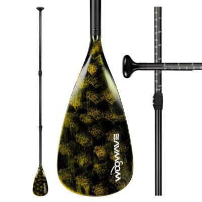 China Black/Yellow 3-pieces Carbon Fiber SUP Paddle Woowave Adjustable for Boat for sale