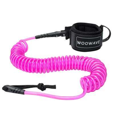 China Polyurethane Coil Surfing Leash with Key Pocket and Single Layer Padded Wrist Strap for sale