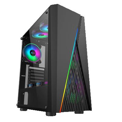 China With Side Panel Window Argb Computer Towers Tempered Glass In Running Mid Tower ATX PC Steel Case for sale