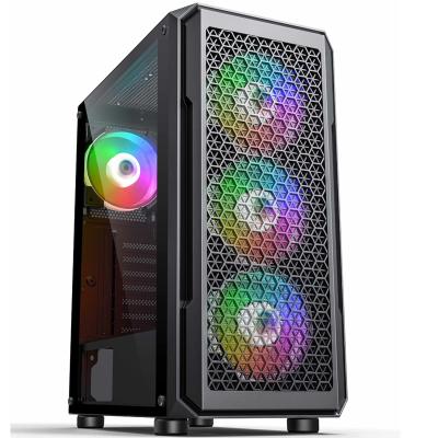 China With Steel Plastic Atx Side Panel Window Mid Tower PC Gaming Case Computer Case In Stock Flat Cover for sale