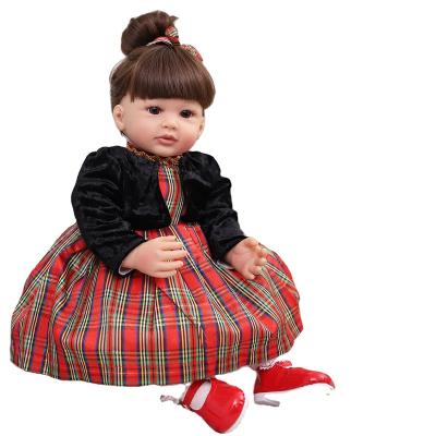 China Soft toy 60 cm big doll lifelike silicone toddler girl doll reborn toys with long hair reborn baby dolls for sale