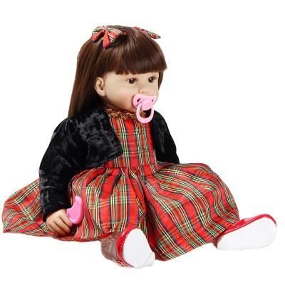 China Soft Toy 24 Inch Big Doll Realistic Silicone Reborn Girl Dolls Toys Long Hair Reborn Baby Dolls for sale