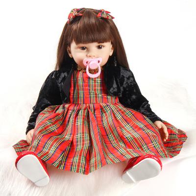 China Soft Toy 60 cm Large Doll Silicone Toddler Reborn Realistic Girl Dress Educational Toys for sale