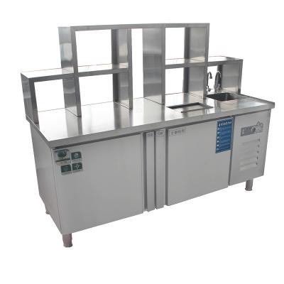 China Double-temperature Commercial Milk Tea Shop Kitchen Workbench Refrigerator Workbench Freezer Equipment for sale