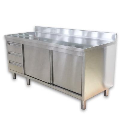 China 304/201/430 ​​stainless steel restaurant stainless steel storage cabinet bottom with two sliding doors for sale