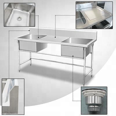 China SUS 201/304 Commercial Restaurant Kitchenware 5 Years Warranty Stainless Commercial Kitchen Sinks With Middle Drain Panel for sale