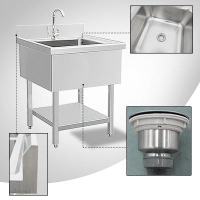 China SUS 201/304 Restaurant Commercial Kitchenware 5 Years Warranty Single Compartment S/S Commercial Sink With Under Shelf With Faucet for sale